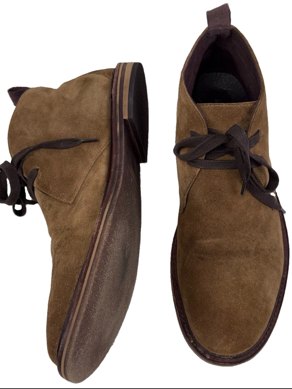 John Varvatos Suede Chukka Boots US11 M Brown Laces Leather Comfort Perfect EUC